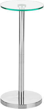 mDesign Side Table — Glass Top Nightstand for Bedrooms and Living Rooms — Living Room Table for Lamps and Other Décor — Clear/Chrome