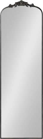 Kate and Laurel Arendahl Vintage Arched Tall Panel Mirror, 18 x 58, Antique Black, Traditional Baroque Full Length Mirror with Ornate Garland Inspired Crown for Bedroom