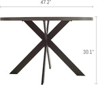 45.3" Round Dining Table Set, Mid Century Modern Round Dining Table for 4-6 Person, Steel Legs, Leisure Coffee Table for Kitchen Dining Room, Save Space