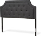 Maykoosh Adjustable Wood Post Headboard - Button Tufted Upholstered Bedroom Headboard Queen/Dark Gray