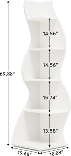Tribesigns Corner Shelf, Modern 5-Tier Wall Corner Bookshelf, Stylish Corner Small Bookcase Storage Rack Plant Stand with Unique Shape for Living Room, Home Office (White, 1PC)