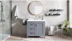 Hanover Ambridge 36'' Vanity Cabinet with Sink Combo for Bathroom, Powder Room | Pre-Assembled Cabinet | 1 Door, 3 Drawers | Artificial Stone Countertop, Gray Cabinet