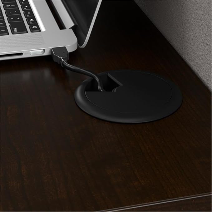 Bush Business Furniture Office in an Hour 65W L Shaped Cubicle Desk with Storage, Drawers, and Organizers in Mocha Cherry | Modern Computer Table Set with Privacy Panels for Commercial Workspace