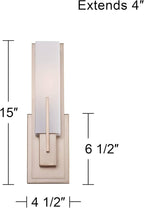 Possini Euro Design Midtown Modern Wall Sconce Lighting Burnished Brass Hardwired 15" High Fixture Rectangular White Glass for Bedroom Bathroom Bedside Living Room Home Hallway Dining Kitchen