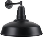 Steel Lighting Co. Gardena Barn Light | Outdoor Wall Mounted | 16" Dome | 11" Straight Arm | Farmhouse Light Made in America | Matte Black Exterior/White Interior