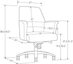 ZURI Geffen Genuine Leather Aluminum Base Low Back Executive Chair - White