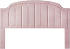 24KF Velvet Fabric Upholstered King/California King Headboard with Nail Trims, Modern Vertical Channel Design with Curved King Headboard, 6052-K-Pink