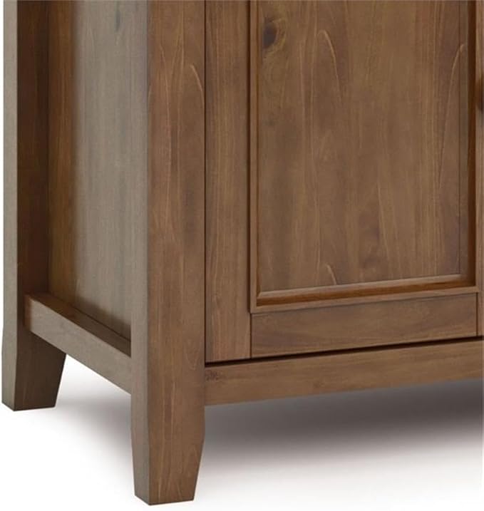 SIMPLIHOME Amherst 54-inch Wide Solid Wood TV Stand in Medium Saddle Brown, Transitional-Style Media Console for Living Room with Adjustable Shelves and Cable Management