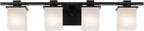 KICHLER Tully 32" 4-Light Vanity Light with Satin Etched Cased Opal Glass in Black for Over a Vanity, Soft Modern Style, (32" x 6.5" x 7"), 45152BK