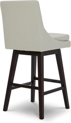 CHITA Bar Height Swivel Barstool with Back Set of 2, FSC Certified Upholstered Bar Stool, 30.7" H Seat Height, PU Leather in Creamy Gray