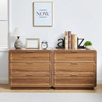 Modern Nightstand Set of 2 for Bedroom, 26'' Wide Wood 3 Drawers Bedside Table, Large Dresser w/Curved Profile Design, Side Table, End Table with Storage Drawers for Living Room, Entryway, Walnut