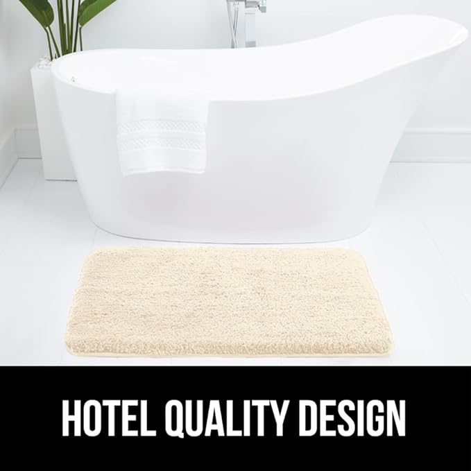 GORILLA GRIP Bathroom Rugs, 60x24, Ultra Soft Absorbent Mat, Thick Plush Bath Rug, Machine Washable, Microfiber Quick Dry, Mats for Shower, Bathtub and Floor, Home Decor Accessories, Ivory