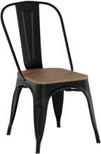 Yaheetech 18 Inch Classic Iron Metal Dining Chair with Wood Top/Seat Indoor-Outdoor Use Chic Dining Bistro Cafe Side Barstool Bar Chair Coffee Chair Set of 4 Black