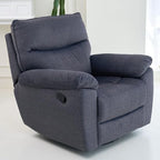 Reclining Sofa Rocking Recliner Chair Manual Adjustable 360 Swivel with Ergonomics Overstuffed Lumbar Arm Support Natural Fabric Surface Made for Living Room, Bedroom, Nursery, Dark Grey