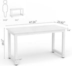 Tribesigns Modern Simple Computer Desk, 47 inch Office Desk Computer Table, Study Writing Study Desk for Home Office, White