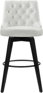 Watson & Whitely Bar Stools, 360° Swivel Upholstered Bar Stool with Back, 30" H Bar Height Barstools, Set of 2, Faux Leather in White