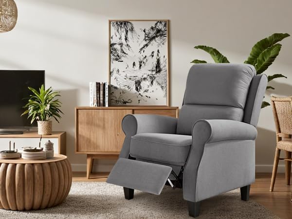 Recliner Chair for Living Room, Modern Reclining Sofa Home Theater Seating with Upholstered Push Back, Mid-Century Reclining Armchair with Lumbar Support, Bedroom, Reading Nook, Office, Set of 2