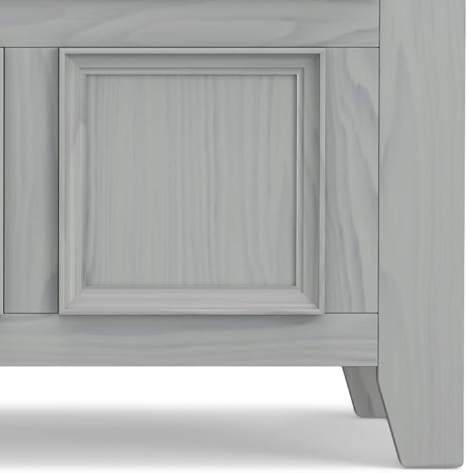 SIMPLIHOME Amherst Entryway Storage Bench - 48 inch Wide Solid Wood Hallway Seat in Fog Grey, Transitional Bench for Entryway or Living Room with Lift-Up Lid and Spacious Storage