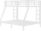 Bellemave Twin Over Full Bunk Bed for Teens, Twin Over Full Bunk Bed Frame with 2 Side Ladder and Full Length Guardrail, Easy Assemble Bunkbeds, Noise Reduced, Mattress Not Included, White