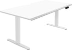 Mount-It! 60" Electric Standing Desk – White Adjustable Height Sit Stand Desk with One-Piece Desktop, Memory Presets, Ergonomic Beveled Edge, White Frame & White Top