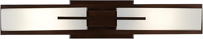 Possini Euro Design Midtown Modern Wall Light Bronze Metal Hardwired 23 1/2" 2-Light Fixture White Glass Shade for Bedroom Bedside Bathroom Vanity Living Room Hallway Dining House Home Kitchen