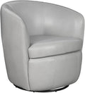 Pemberly Row Traditional All Italian Leather Gray Swivel Club Chair