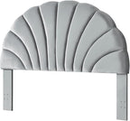 24KF Stunning Crown Design King Headboard, Upholstered Soft Velvet Petal Pattern Headboard King/CA King-Gray