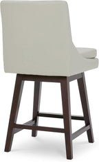 CHITA Counter Height Swivel Bar Stools Set of 3, FSC Certified Upholstered Faux Leather Barstool Chairs with Back, 26.8" H Seat Height, PU Leather in Creamy Grey