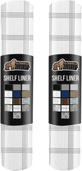 GORILLA GRIP Slip Resistant Drawer and Shelf Liner 2 Pack, Non Adhesive Water Resistant, Easy Trim, Smooth Surface Liners for Kitchen Cabinet, Shelves, Drawers Pantry, 12 IN x 10 FT, Stripe Gray White