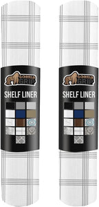 GORILLA GRIP Slip Resistant Drawer and Shelf Liner 2 Pack, Non Adhesive Water Resistant, Easy Trim, Smooth Surface Liners for Kitchen Cabinet, Shelves, Drawers Pantry, 12 IN x 10 FT, Stripe Gray White