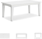 Signature Design by Ashley Hyland Wave Modern Weather Resistant HDPE Outdoor Coffee Table, White