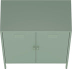 Manhattan Comfort Naomi Modern Metal Accent Cabinet, Minimalist Storage Cabinet with Doors & Adjustable Shelves, Vented Doors, Sturdy Steel Build, Versatile & Multi-Purpose Home Furniture, Green