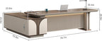 78IN L Shaped Executive Desk - Executive Office Desk with Side Cabinet & Grille Front Baffle & Embedded LED Strip & Mechanical Password Lock & Double-Layer Countertop & Gold Foot Pad