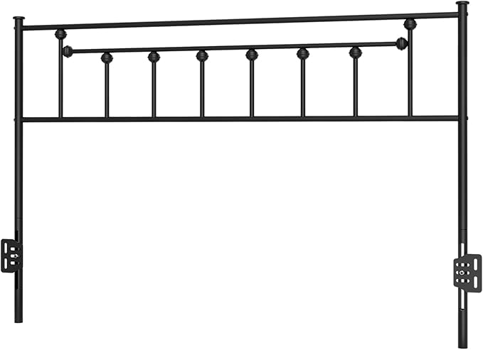Metal Full Size Headboard - Victorian Farmhouse Style, Easy Assembly, Steel Headboard Only for Bedroom - Black