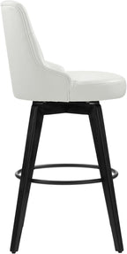Watson & Whitely Bar Stools, 360° Swivel Upholstered Bar Stool with Back, 30" H Bar Height Barstools, Set of 2, Faux Leather in White