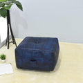 Handmade Eco-Friendly Geometric Leather Pouf Vintage Blue Color Square 21" x 21" x 12" Buffalo Leather Pouf for Living Room, Bedroom Seating, Patio