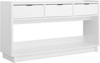 Prepac White Simply Modern Entryway Table, Narrow Console Table with 3 Drawers, Media Console with Storage, 15.75" D x 60.25" W x 32" H