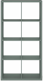 Furinno Cubicle Book Shelf, 8-Cube Thick Frame Bookshelf, Horizontally & Vertically Reversible Bookcase with Open Back, 14.6" x 30" x 57.9", for Living Room, Bedroom, Home Office, Sage Green