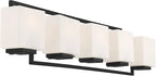Possini Euro Design Lighting on The Square Modern Wall Mount Light Matte Black Aluminum Hardwired 37" 5-Light Fixture Opal Glass Shade for Bathroom Vanity Mirror House Living Room Home Hallway