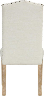HomePop Home Decor | Classic Upholstered Parsons Dining Chairs | Curver Top Dining Chairs with Nailhead Trim, Vanilla Cream Textured Woven (Set of 2)