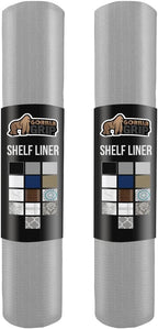 GORILLA GRIP Slip Resistant Drawer and Shelf Liner 2 Pack, Non Adhesive Water Resistant, Easy Clean and Trim, Smooth Surface Liners for Kitchen Cabinet Shelves Drawers Pantry 17.5IN x 20FT, Light Gray