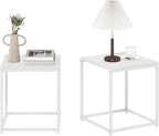 Furinno CAMNUS Side Table Set of 2, Metal Frame End Table, Night Stand, Bedside Table, for Living Room, Bedroom, Solid White