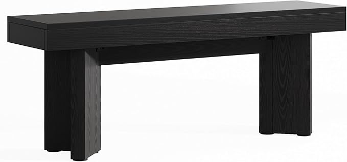 Tribesigns 47" Wooden Entryway Bench, Farmhouse Indoor End of Bed Bench, Long Table Benches Seat for Bedroom, Hallway, Foyer, End of Bed (Black)