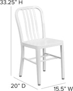 Flash Furniture Gael Commercial Grade 2 Pack White Metal Indoor-Outdoor Chair