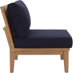 Modway EEI-1821-NAT-NAV-SET Marina Premium Grade A Teak Wood Outdoor Patio Armless Chairs-Set of 2, Natural Navy