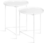 Kate and Laurel Ulani Modern Nesting Side Table, Set of 2, White, Sophisticated Glam End Tables for Storage and Display