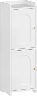 Bathroom Storage Cabinet, Corner Floor Cabinet with 2 Doors and Adjustable Shelf, Narrow Toilet Paper Cabinets, Bathroom Organizer for Small Spaces, 7.9" D x 9.8" W x 29.5" H White