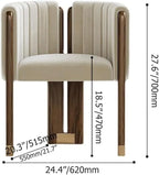Velvet Fluted Accent Chair for Living Room with Wood Frame, High Resilience Foam, Elegant Modern Armchair (Beige)