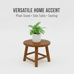 CONSDAN 9-Inch Round Step Stool for Adults & Kids, USA Grown Solid Oak Hardwood Ottoman, Sturdy Small Foot Stool for Kitchen, Bedside, Nursery, Shoe Changing, Plant Stand, Fully Assembled (Chocolate)