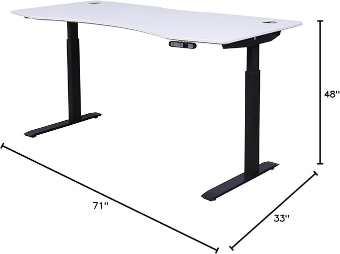 ApexDesk Elite Pro Series 71" x 33" Electric Height Adjustable Stand up Desk, Sit Stand Home Office Desk, Computer Desk - Curved White Top/Black Frame